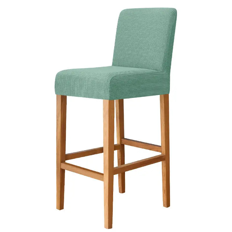 Housse de Tabouret Stretch Velours CHARAMA 7 Pea Green-Bar Chair Cover Short Back