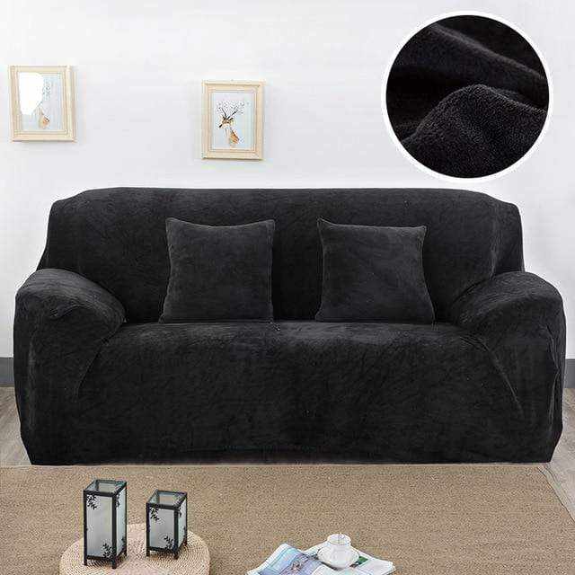 Housse canapé velours extensible VELOURS installée sur canapé 3 places salon moderne