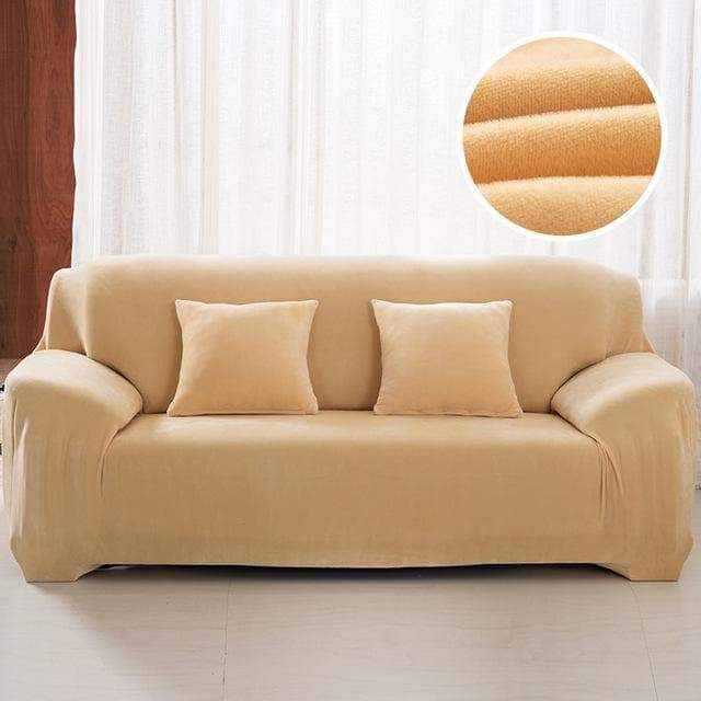 Housse canapé VELOURS noir micro-velours extensible - élégance minimaliste salon moderne