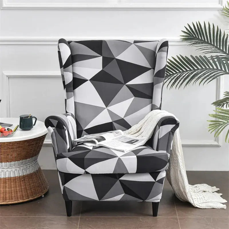 Housse de chaise à ailes imprimées feuilles, housse de fauteuil extensible en Spandex, style nordique amovible, housse de canapé relaxante, housse de protection pour meubles Housse de France