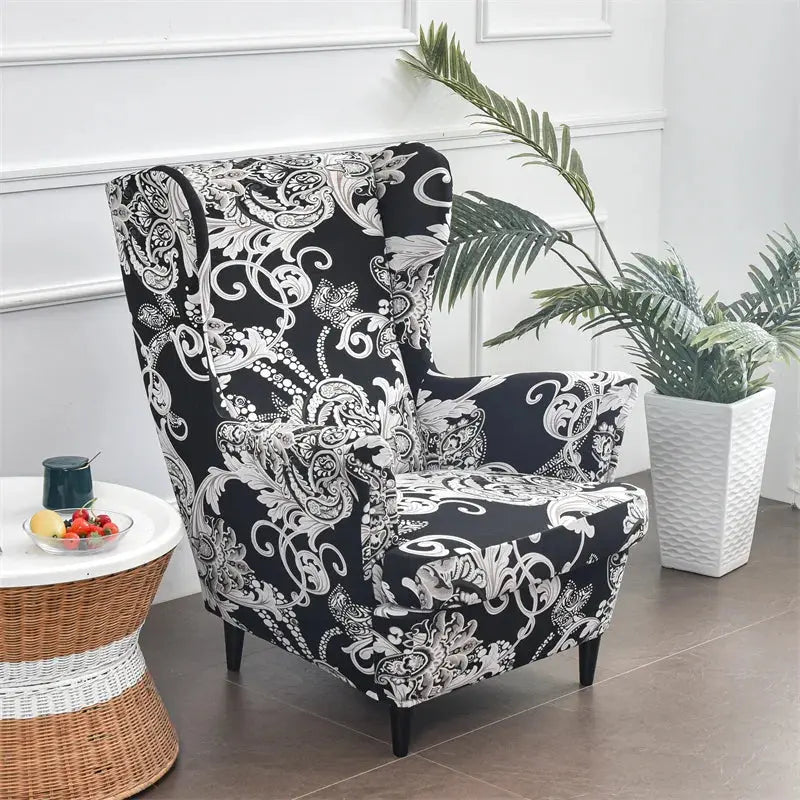 Housse de chaise à ailes imprimées feuilles, housse de fauteuil extensible en Spandex, style nordique amovible, housse de canapé relaxante, housse de protection pour meubles Housse de France