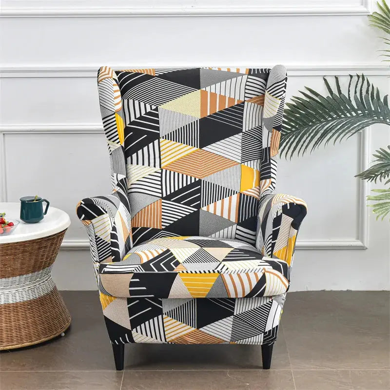 Housse de chaise à ailes imprimées feuilles, housse de fauteuil extensible en Spandex, style nordique amovible, housse de canapé relaxante, housse de protection pour meubles Housse de France