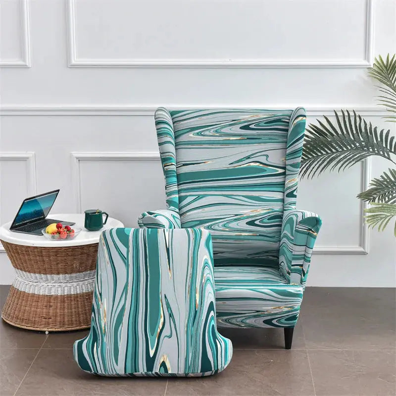 Housse de chaise à oreilles imprimées de fleurs, housse de fauteuil extensible en Spandex, moderne, amovible, pour canapé de détente, housse de protection pour meubles Housse de France