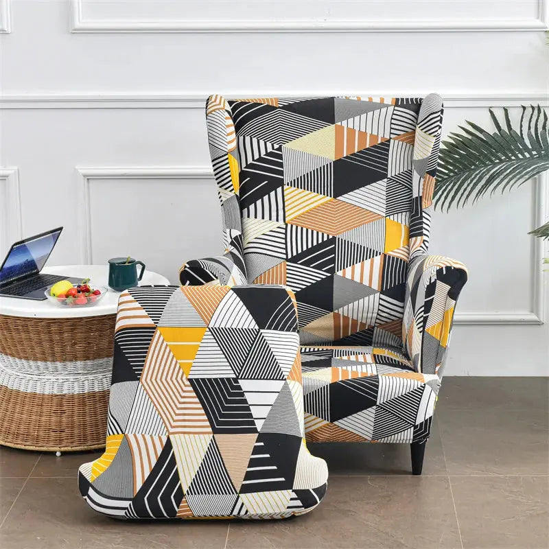 Housse de chaise à oreilles imprimées de fleurs, housse de fauteuil extensible en Spandex, moderne, amovible, pour canapé de détente, housse de protection pour meubles Housse de France