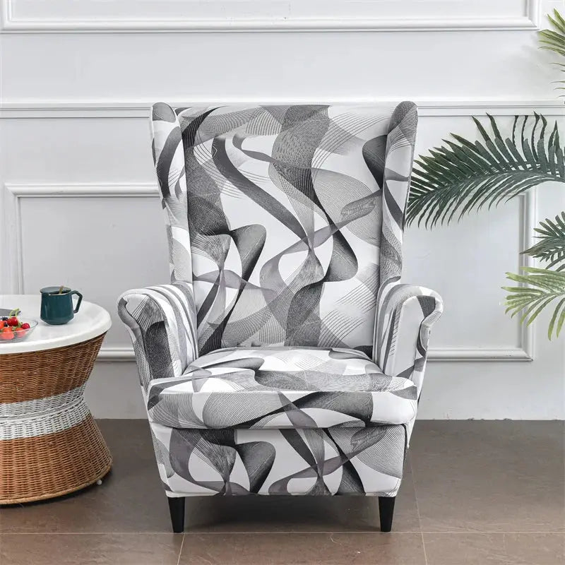 Housse de chaise à oreilles imprimées de fleurs, housse de fauteuil extensible en Spandex, moderne, amovible, pour canapé de détente, housse de protection pour meubles Housse de France