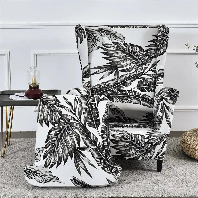 Housse de protection extensible pour fauteuil, fauteuil à ailes de plantes tropicales, en Spandex, style nordique, amovible, pour canapé Housse de France