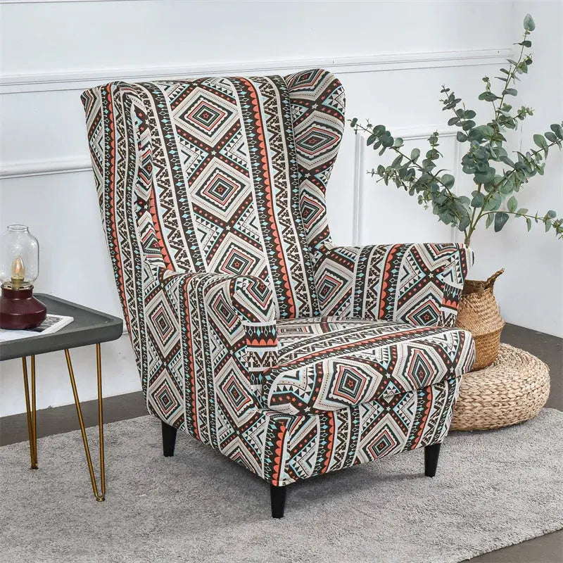 Housse de protection extensible pour fauteuil, fauteuil à ailes de plantes tropicales, en Spandex, style nordique, amovible, pour canapé Housse de France