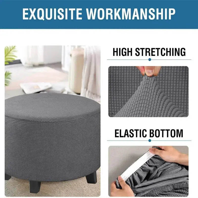 Housse de repose-pieds ronde en Spandex, 1 pièce, protection de repose-pieds élastique en polaire, housse de repose-pieds pour salon et maison Housse de France