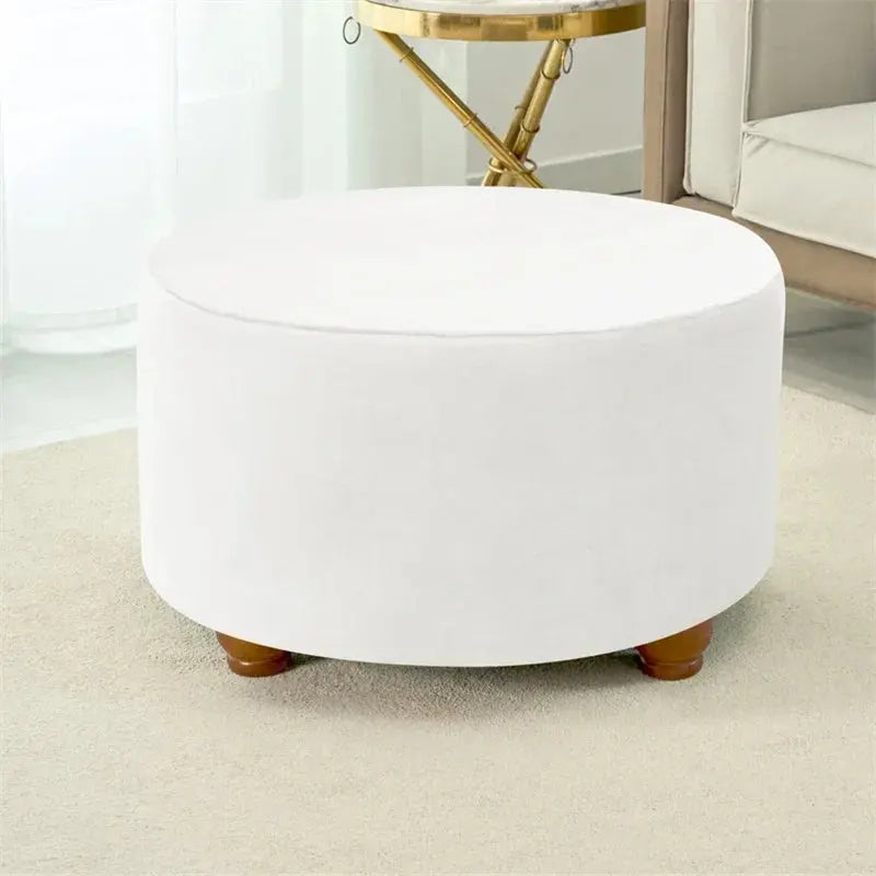 Housse de tabouret Ottoman en velours doux, 1 pièce, ronde, élastique, pour repose-pieds, tout compris, pour salon, chambre à coucher Housse de France