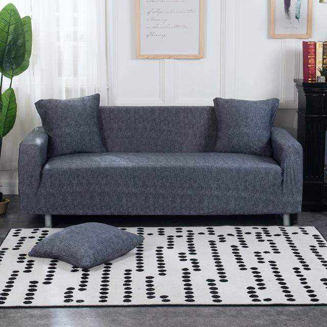 Housse canapé MAGIC SOFA imprimée installée sur canapé angle, salon élégant