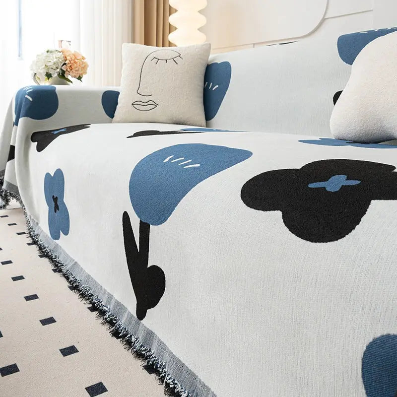 Plaid Canapé Antidérapant BELMIRO Yb Floret Blue-180x420cm