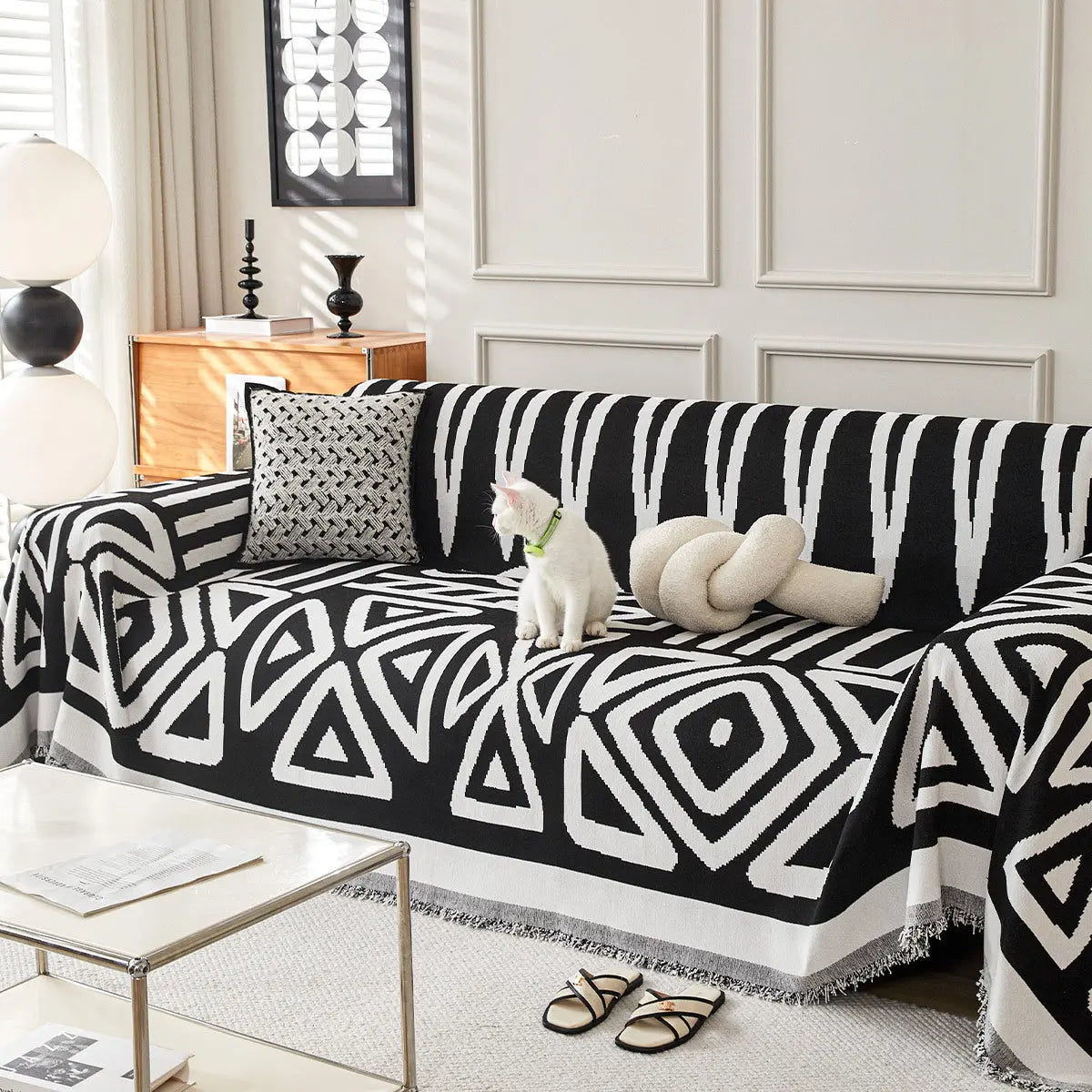 Plaid Canapé Chenille BohoYB Black-180*380cm