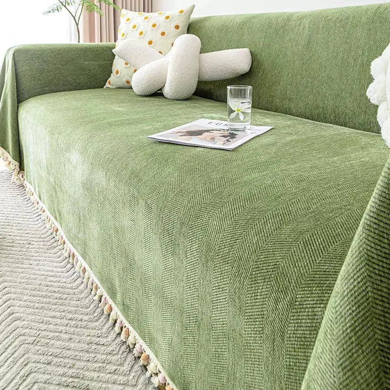 Plaid Canapé Chenille Moderne VERIA Matcha Green-180x420