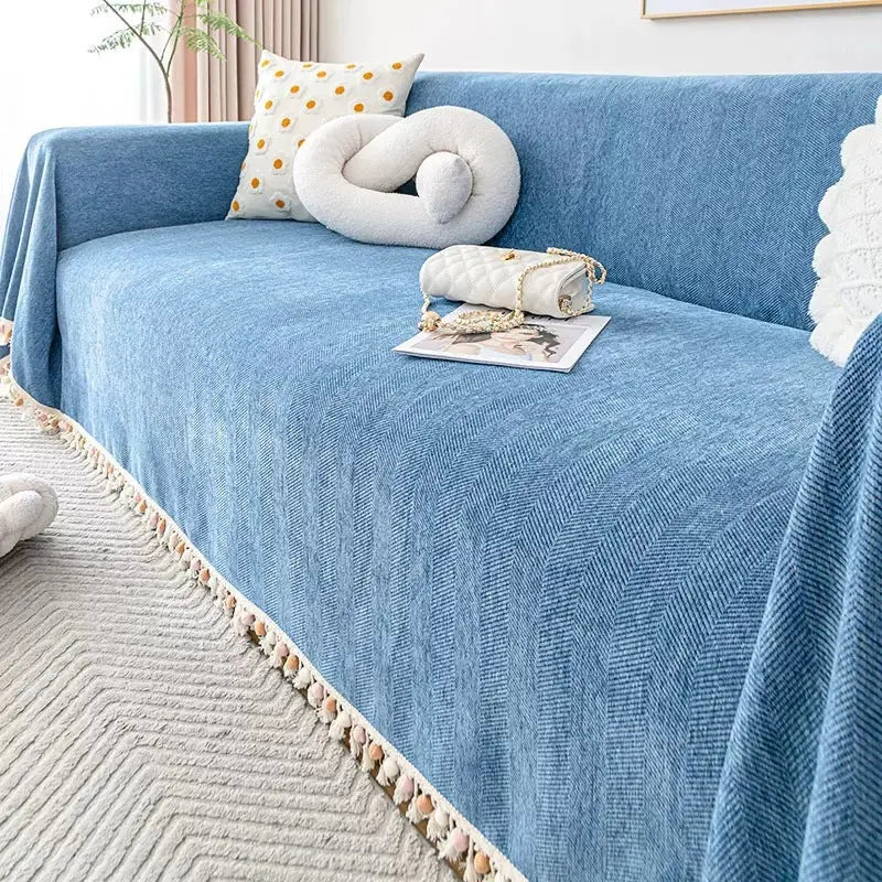 Plaid Canapé Chenille Moderne VERIA Blue-180x380