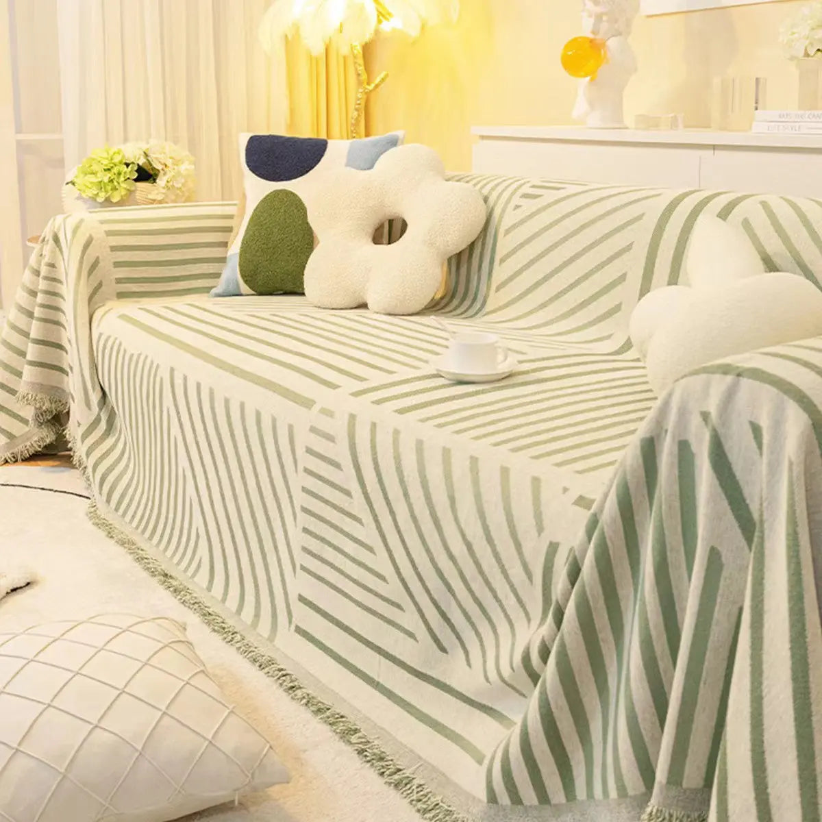 Plaid Canapé Chenille Stripes YBGreen Yb Youyin Green-180x300cm