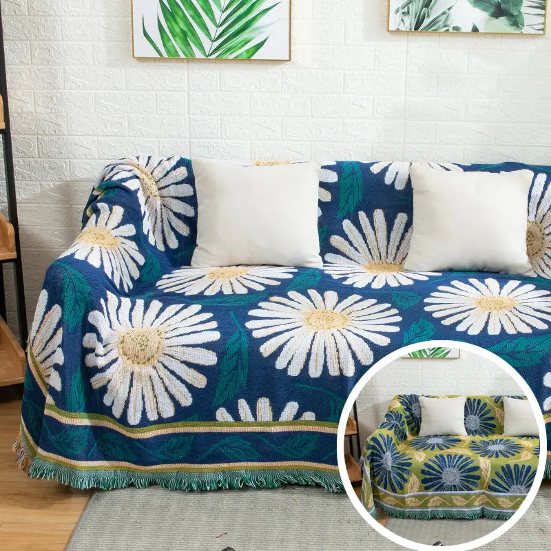 Plaid Canapé Coton ELINA Blue-130x180cm