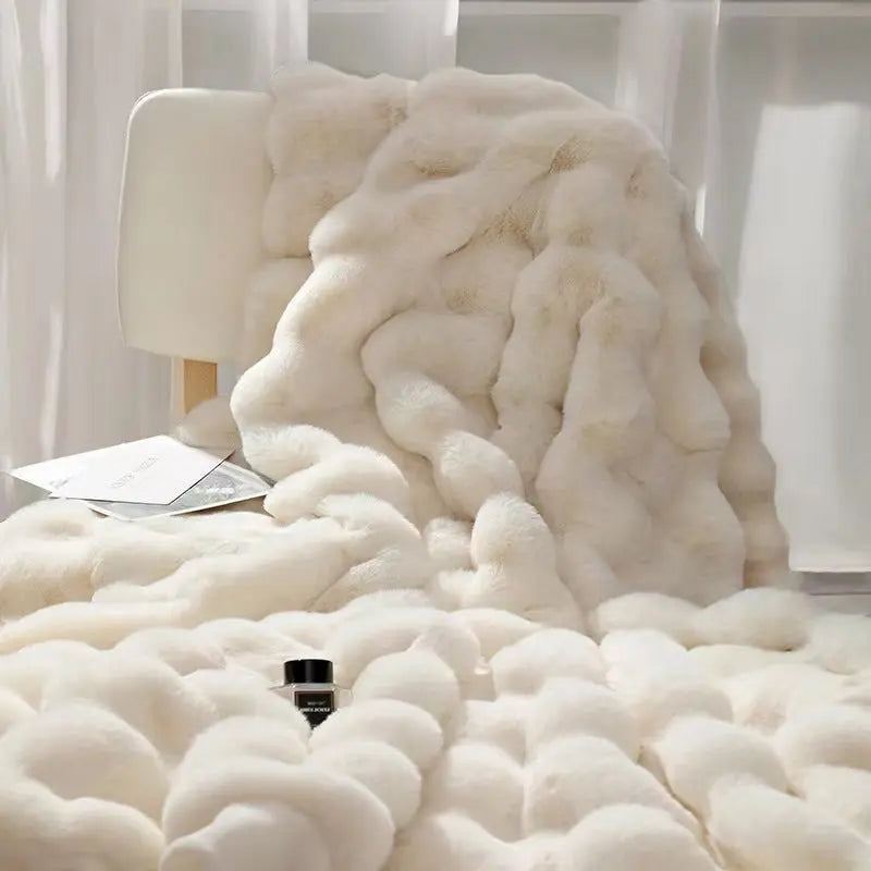 Plaid Canapé Flanelle SOPHIE Creamy White-160x200cm