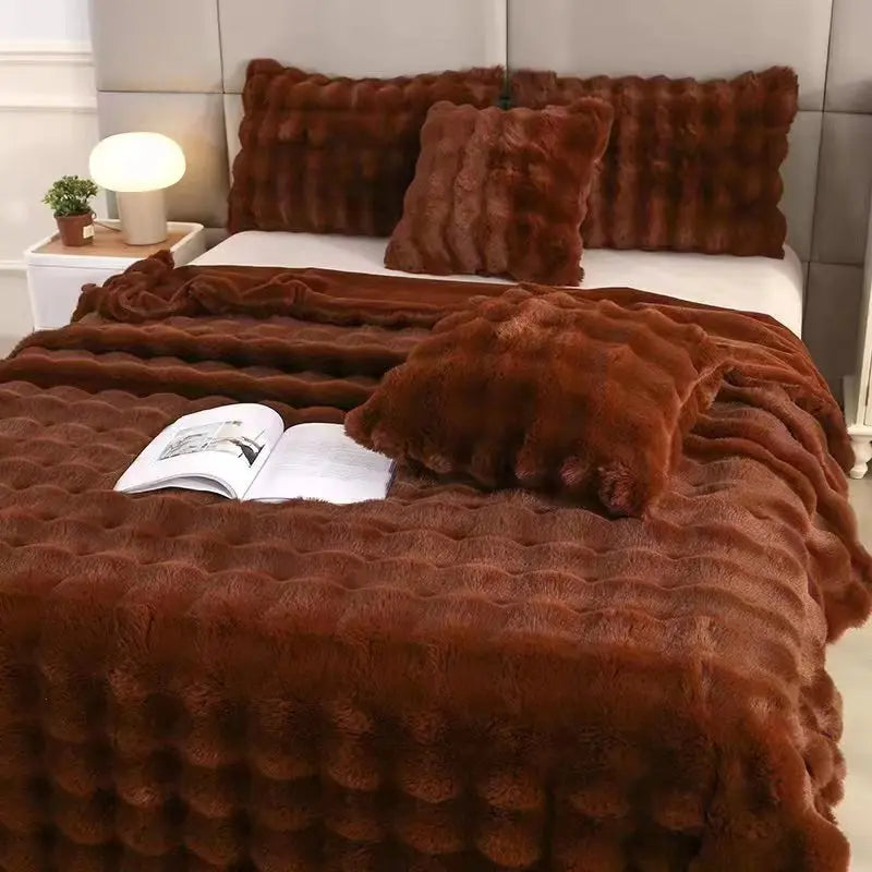 Plaid Canapé Flanelle SOPHIE Dark Coffee-160x200cm