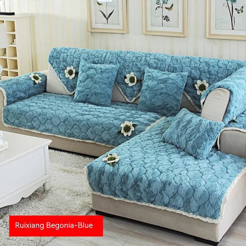 Plaid Canapé Hiver Douillet LYXOR Begonia Blue-70 × 70