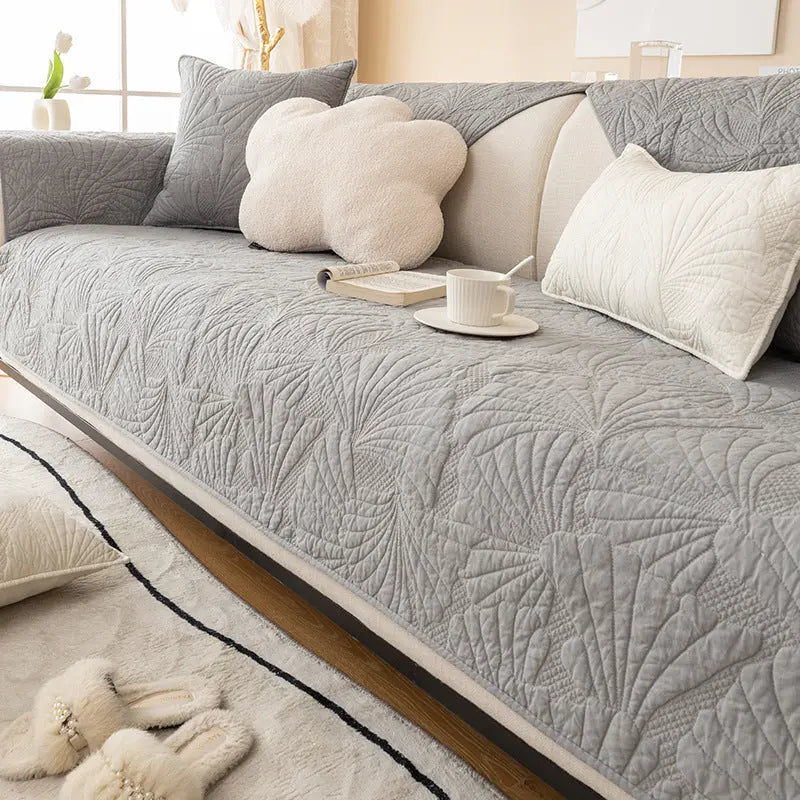 Plaid Canapé Moderne Antidér Glora Ginkgo light grey-90x70cm
