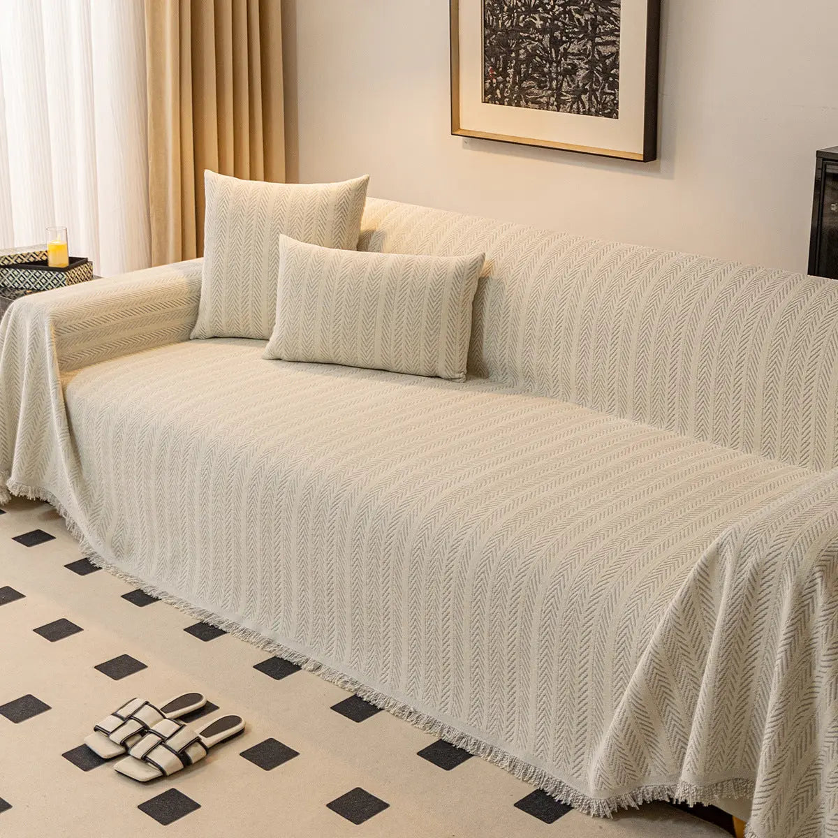 Plaid Canapé Moderne CHENILLE Gray-180x180cm