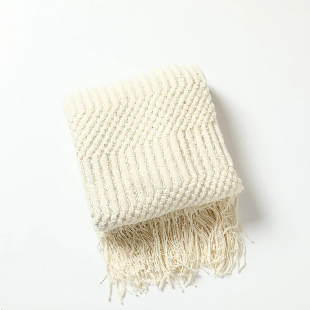Plaid Canapé Moderne KIVARA Beige-130X230CM Including Tassels