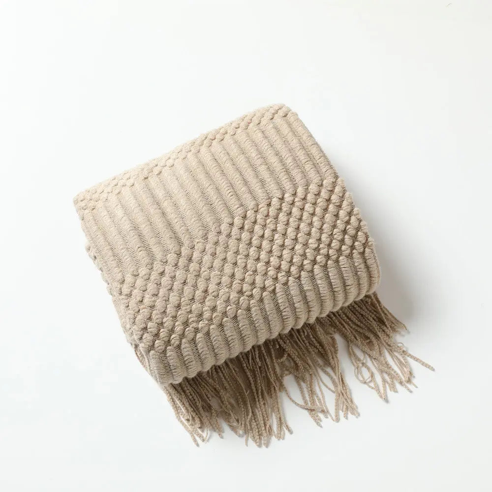 Plaid Canapé Moderne KIVARA Khaki-130X230CM Including Tassels