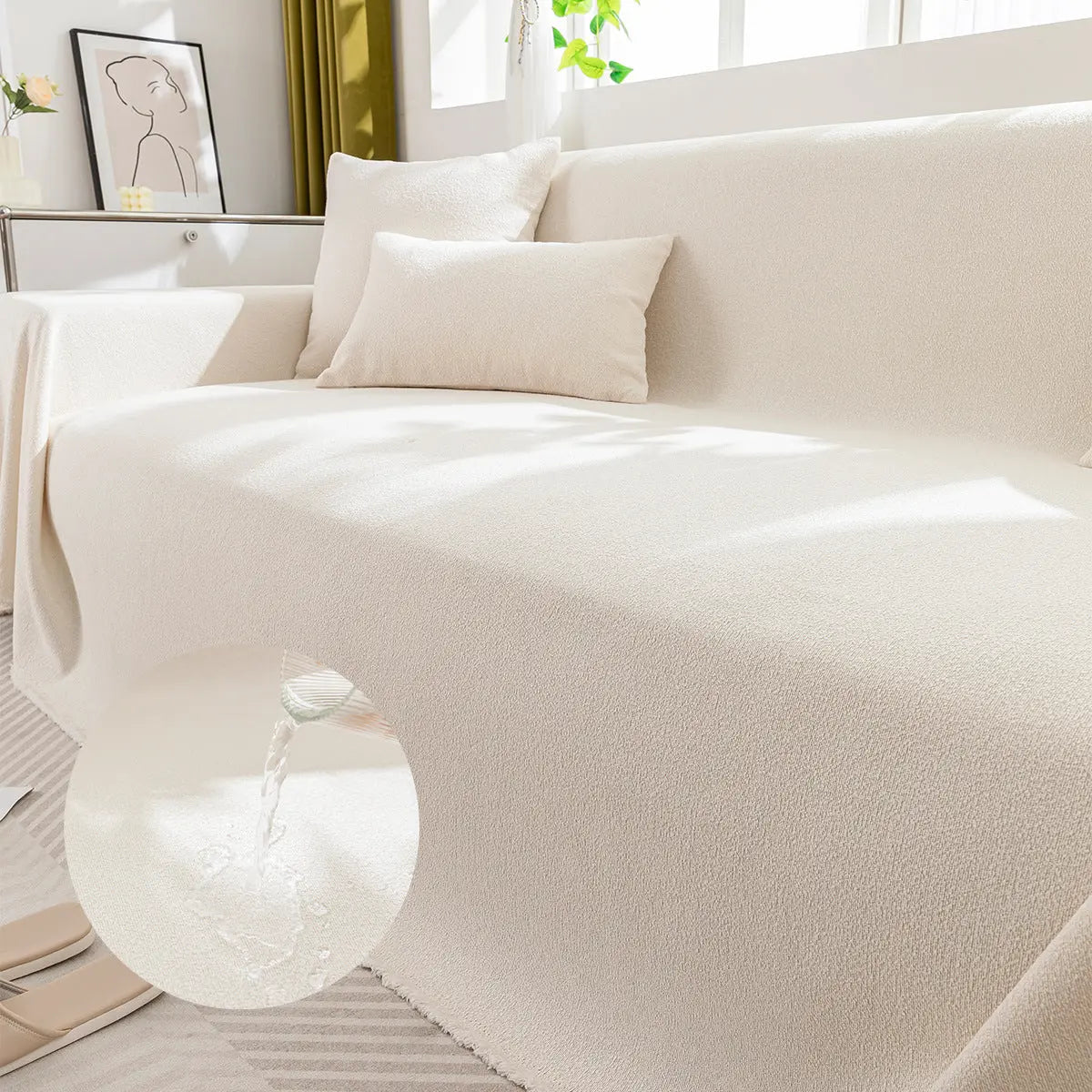 Plaid Canapé Moderne Teddy Beige-180x400cm