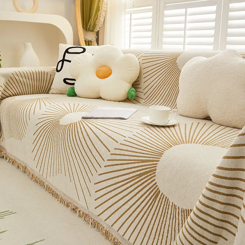 Plaid Canapé Anti-Griffure CHENYE MY2 Nordic Lines Brown-180x130cm