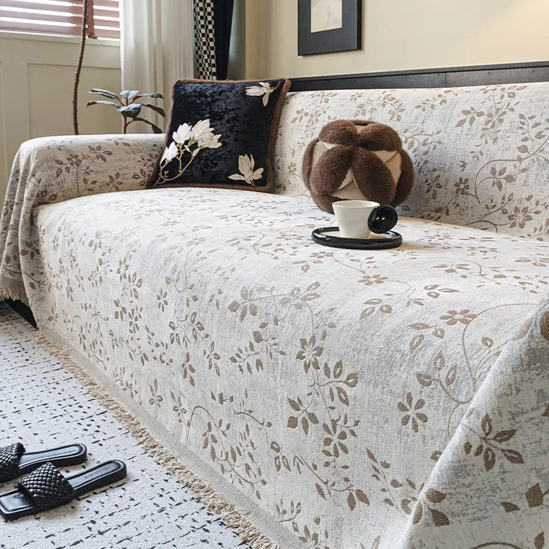 Plaid Canapé Chenille Élégance CALION Beige-180X150cm