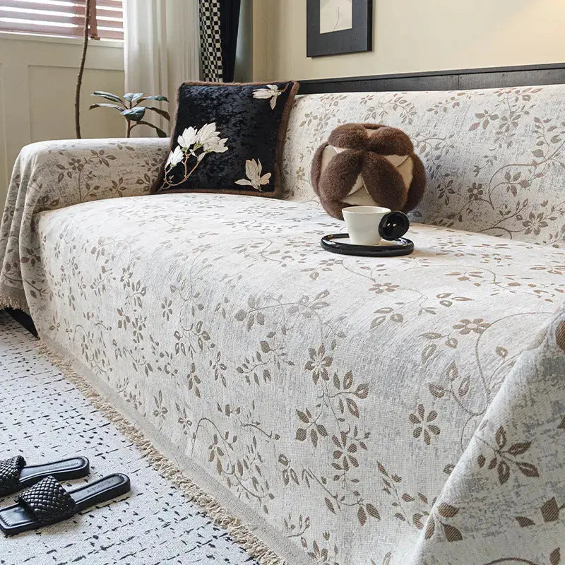 Plaid Canapé Chenille Élégance CALION Beige-180X340cm