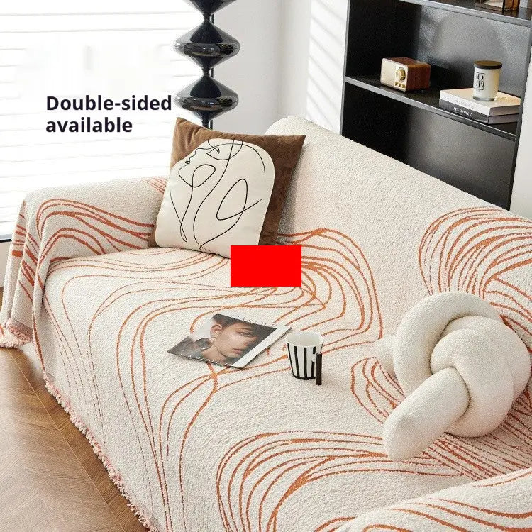 Plaid Canapé Chenille Moderne SIMOLI Minimalist Line Orange-180X260cm