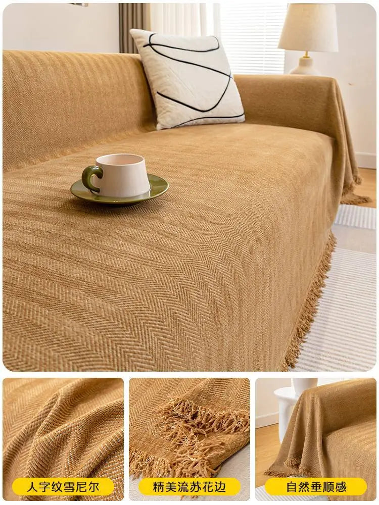 Plaid Canapé Chenille PROTECTOR Cream coffee-180x180cm
