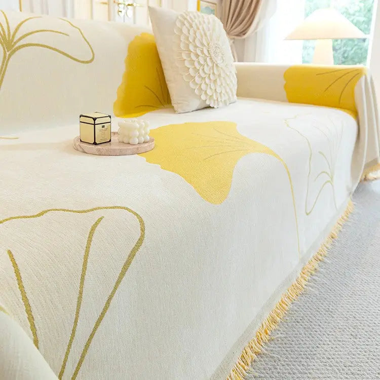 Plaid Canapé Chenille Simple LINAYA Yellow-180X130cm