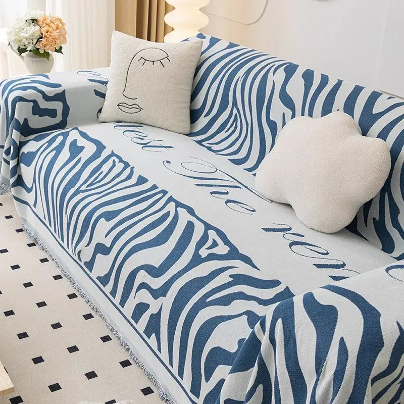 Plaid Canapé Chenille Strié CARINO Yb Perod Blue-180x340cm