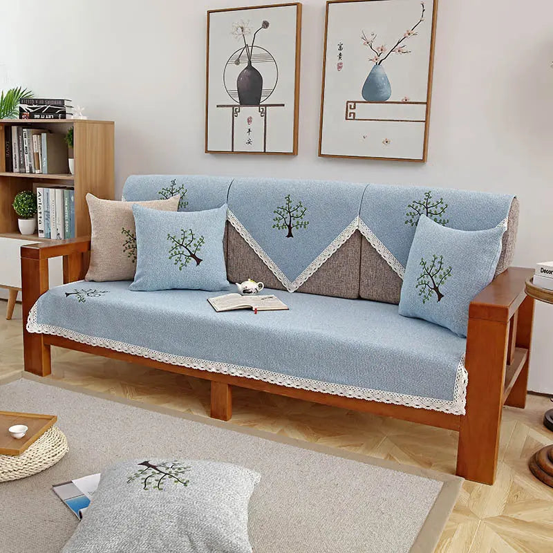 Plaid Canapé Coton Minimalist TRESPA Youth tree blue-110x110cm