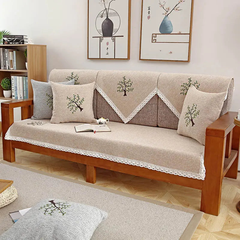 Plaid Canapé Coton Minimalist TRESPA Youth tree beige-110x210cm