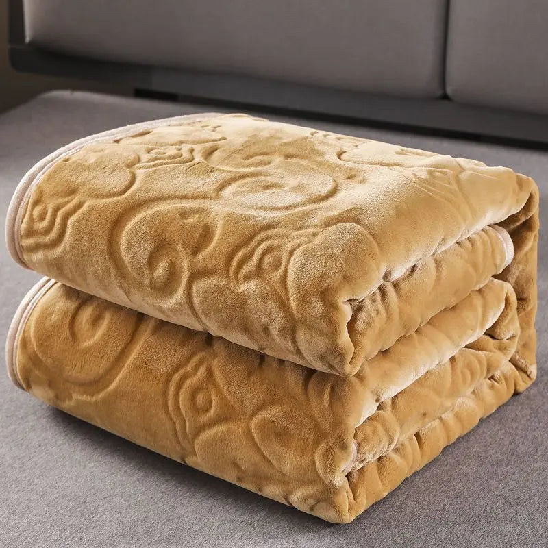 Plaid Canapé Flanelle Moderne ROSILO 120x200cm-Camel color