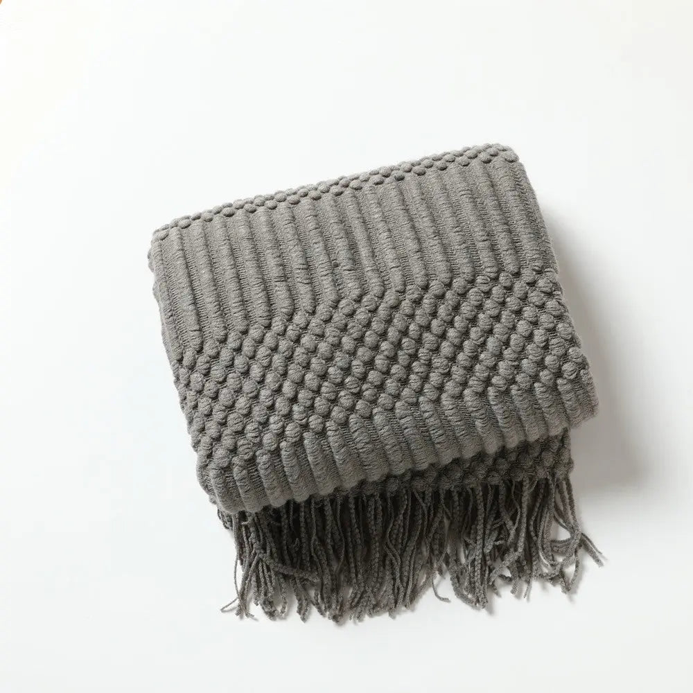 Plaid Canapé Modern AERO Smoky Gray-127 X180CM Including Tassels