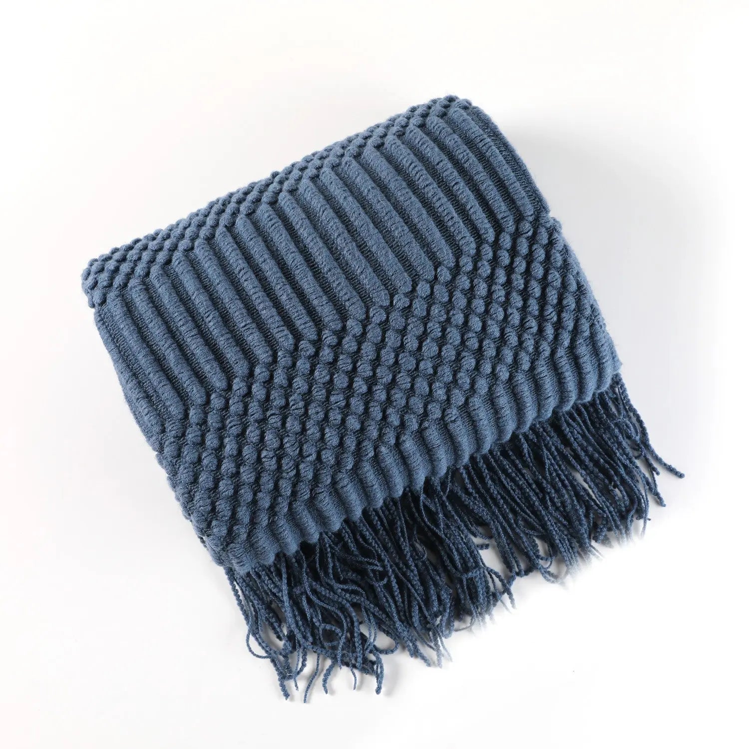 Plaid Canapé Modern AERO Navy Blue-130X230CM Including Tassels