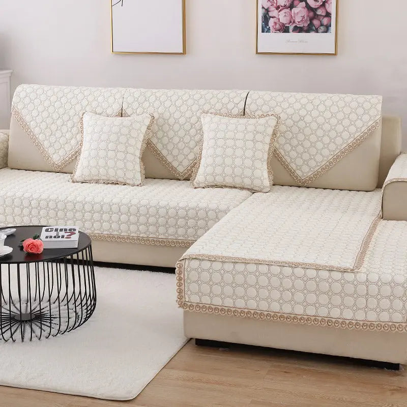 Plaid Canapé Moderne Ensemble FLOREA Happy GardenBeige-90x160