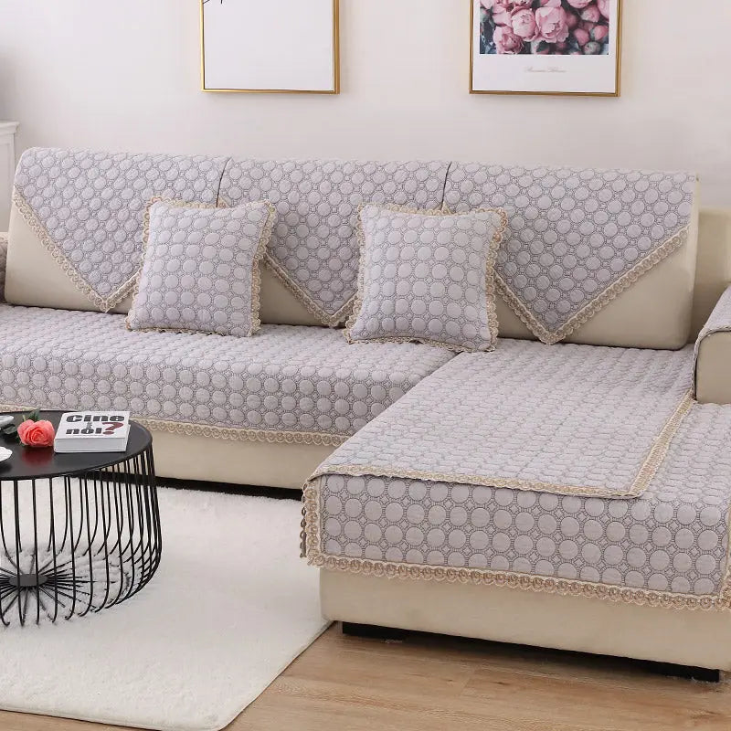 Plaid Canapé Moderne Ensemble FLOREA Happiness GardenGray-110x240