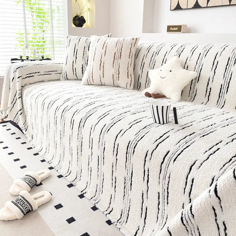 Plaid Canapé Moderne Polyester ARMONY Black-180x380
