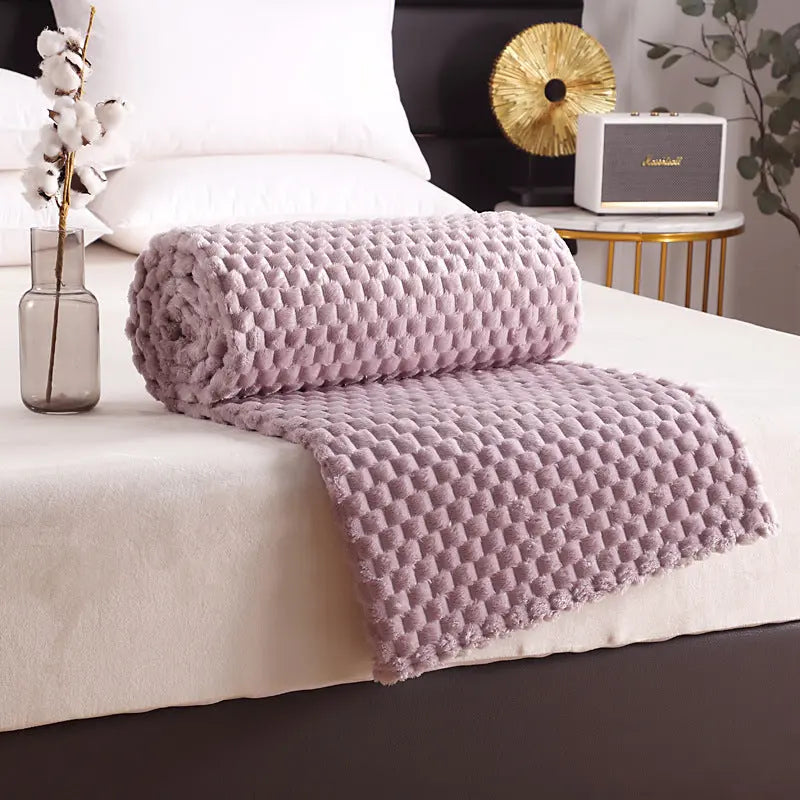 Plaid Canapé Polyester Universel FLANIO Taro Purple-200X230cm-Ribbon Card Packaging