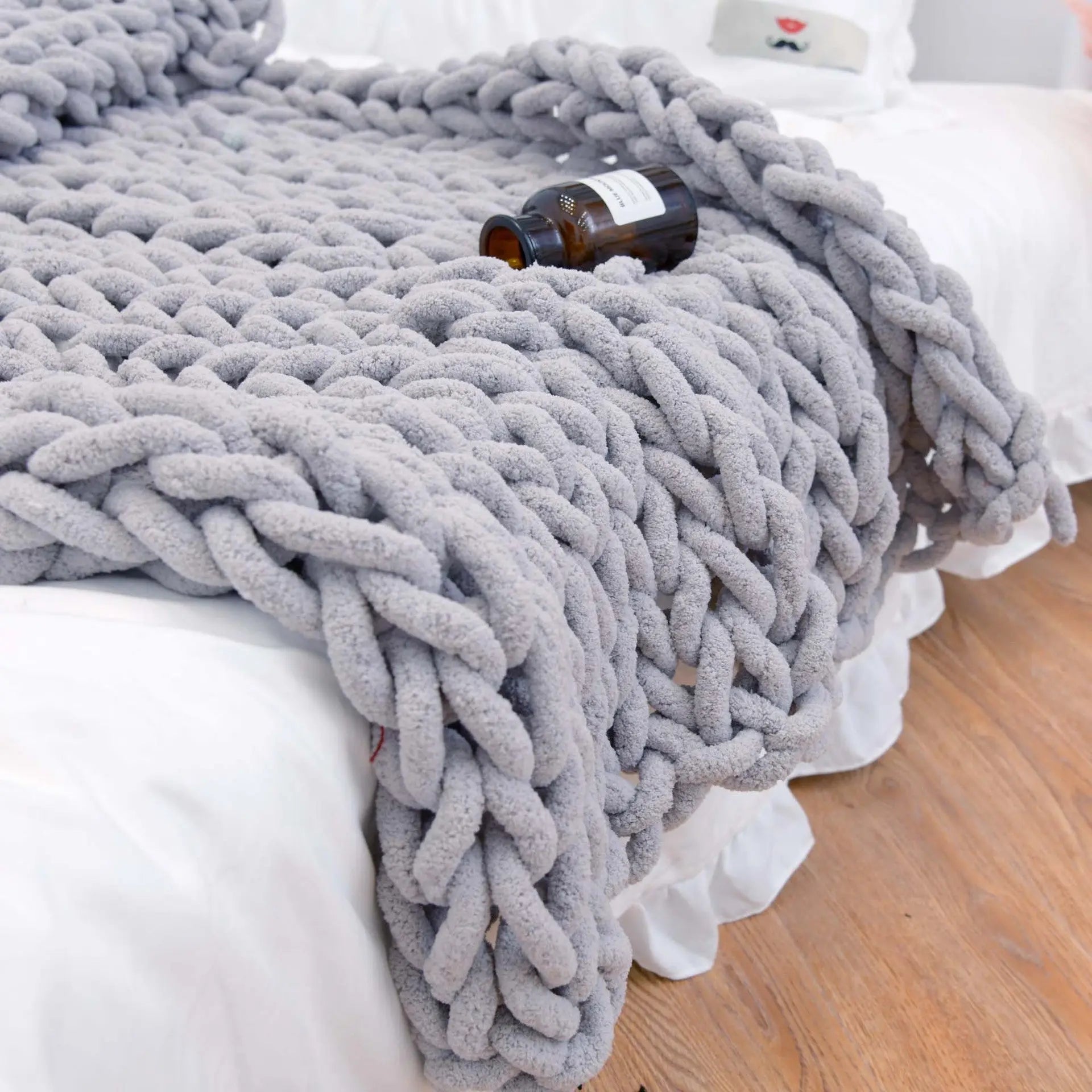 Plaid Canapé Tricot YARNEXA Grey-80X100