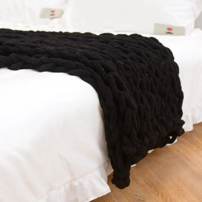 Plaid Canapé Tricot YARNEXA Black-200X200