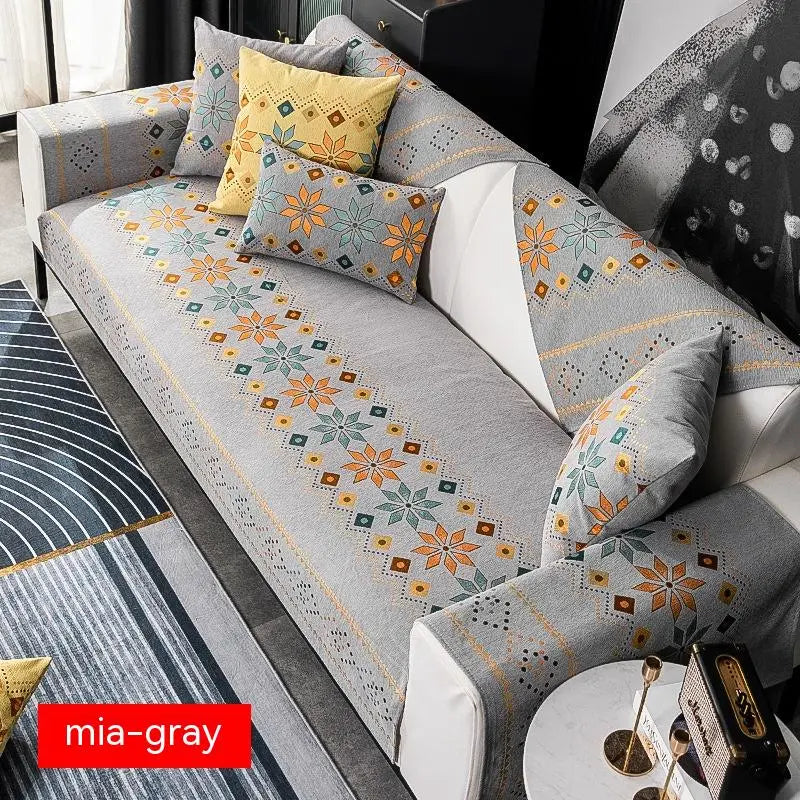 Plaid Canapé Universel Chenille IVY Gray-90 × 240