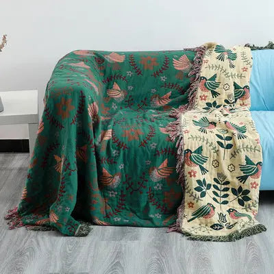 Plaid Coton Moderne SOFERA Spring Bird Style Green-200cmx 230cm