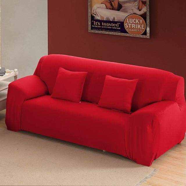 Housse canapé microfibre SLIM avec coussins décoratifs assortis - rendu salon complet
