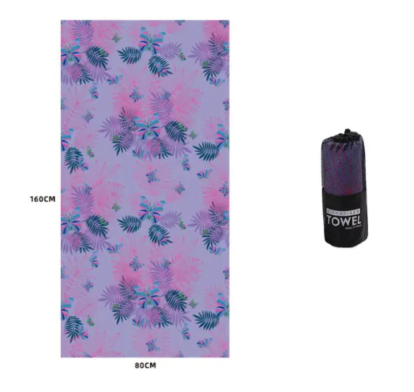Serviette Plage Microfibre VAIANO Amethyst flower-80x160cm opp bag